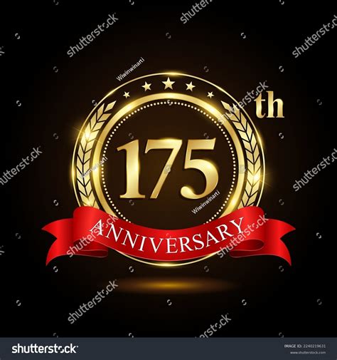 175th Anniversary Golden Anniversary Emblem Design Stock Vector