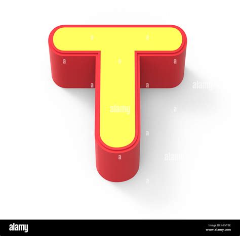 Red Framed Yellow Letter T 3d Rendering Graphic Isolated On White