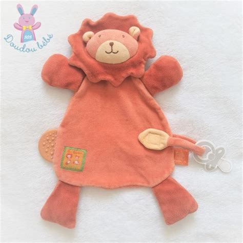 Doudou Plat Lion Orange Les Loustics Attache T Tine Moulin Roty