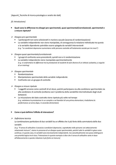 Appunti E Slides Integrate Di Tecniche Di Ricerca Psicologica E Analisi