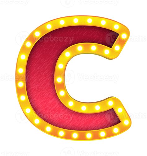 C Retro Cinema Light Bulb Sign Alphabet 13090684 PNG