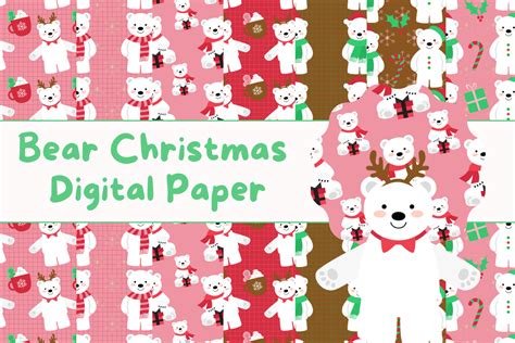 Bear Christmas Digital Paper Graphic By Prettyreadyinteriors · Creative Fabrica