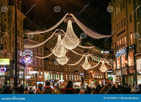 Christmas Street Lights at Stephanplatz, Vienna Christmas Market Editorial Photo - Image of ...