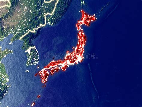 Japan on Earth at night stock image. Image of night - 133539163