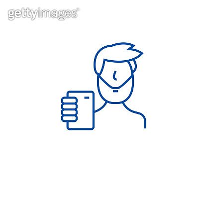 Taking Selfie Line Icon Concept Taking Selfie Flat Vector Symbol Sign