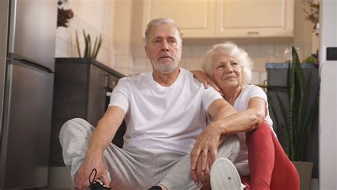 Portrait Happy Mature Couple Sitting On Stock Footage Video Royalty Free