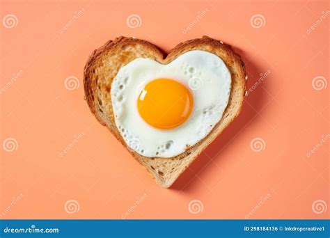 A Fried Egg On A Heart Shaped Slice Of Toast Stock Photo Image Of