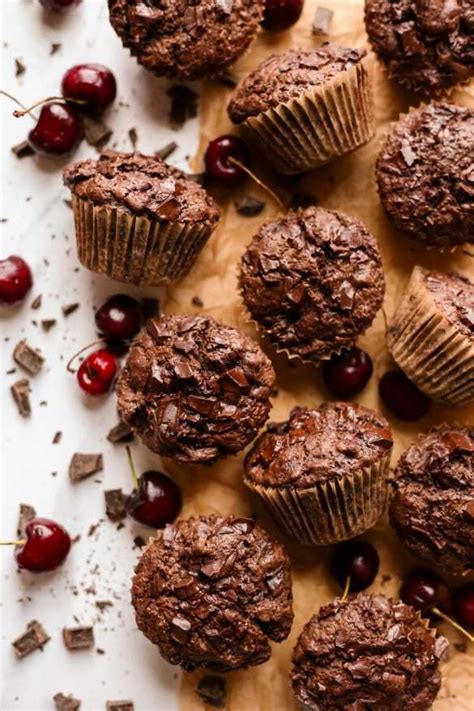 Double Chocolate Cherry Muffins With Sourdough Discard