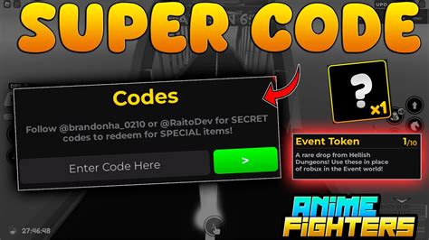 🚨rapido Super Codigo De Anime Fighters Codes Roblox Event Token