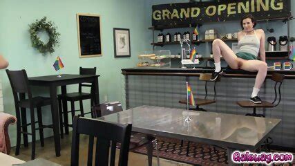 One Hot Foursome Lesbian Sex For The New Cafe Opening