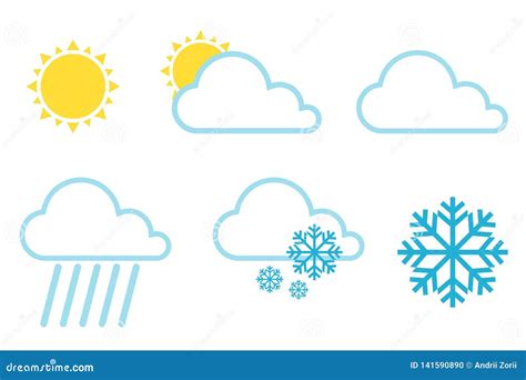 Vector Weather Forecast Icons Weather Icons Set Color Simple Flat