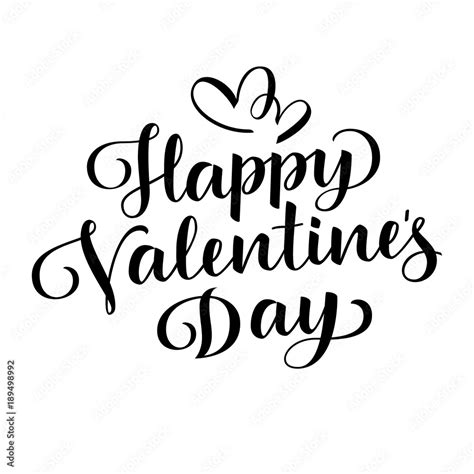 Happy Valentines Day Vector Lettering Holiday Greeting Text Black