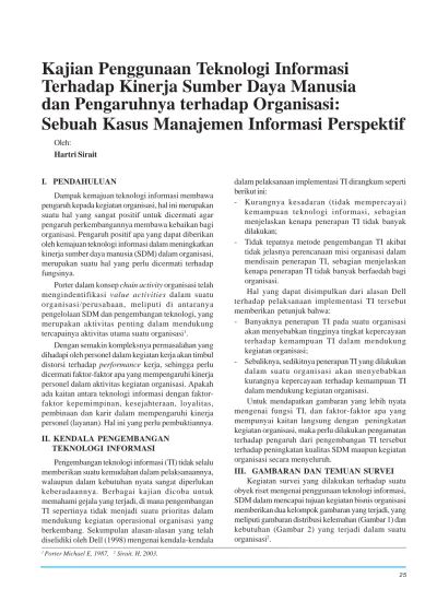 Kajian Penggunaan Teknologi Informasi Terhadap Kinerja Sumber Daya