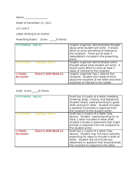 Pdf Letter Writing Rubric Dokumentips