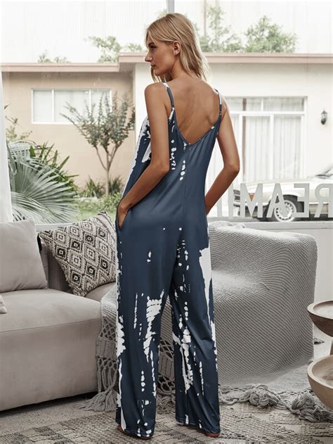 Tie Dye Slant Pocket Cami Jumpsuit Shein Usa