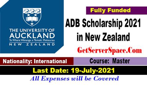 University Of Auckland Adb Scholarship 2021 22 In New Zealand