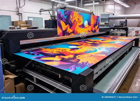 Ultra Wide Format Inkjet Printer Printing Machine During Production Of