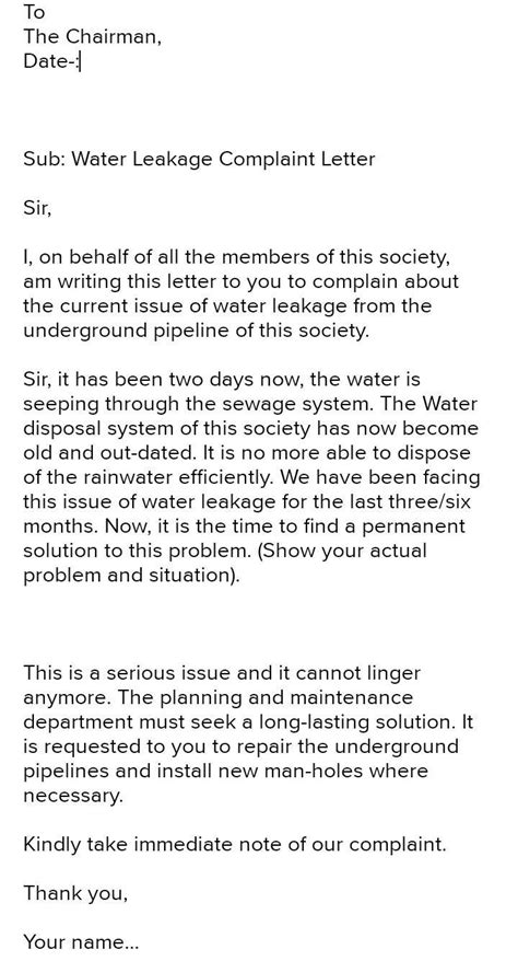 Write A Letter To The Municipal Corporation About The Puddle Around The