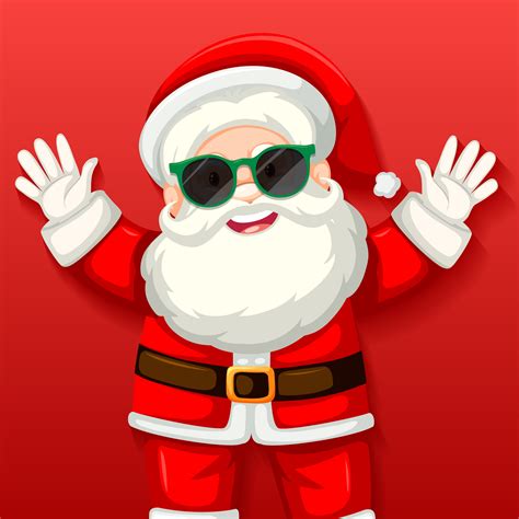 Lindo Santa Claus Con Gafas De Sol Personaje De Dibujos Animados Sobre