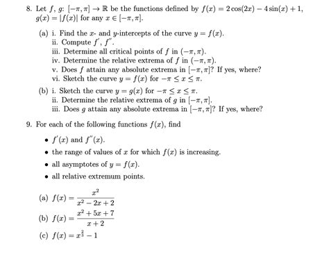 Solved 8 Let F G 1 1] → R Be The Functions Defined By