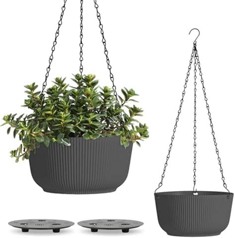 T4U Φ25cm Blumenampel Plastik 2er Set Hängeampel mit Ketten