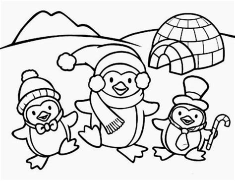 Disegni Di Natale Da Colorare Tre Allegri Pinguini Con Sciarpa E