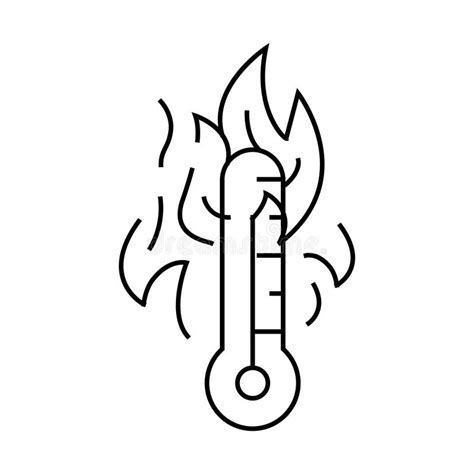 Hot Fire Line Icon Vector Illustration Stock Illustration Illustration Of Flaming Orange