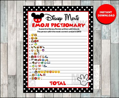 Disney Movie EMOJI Pictionary Children's Birthday Party | Etsy