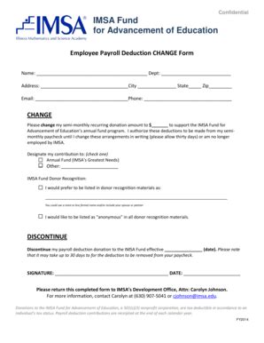 Fillable Online Payroll Deduction Change Form Fax Email Print PdfFiller