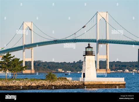 Goat Island Lighthouse In Newport Rhode Island Stock Photo Alamy