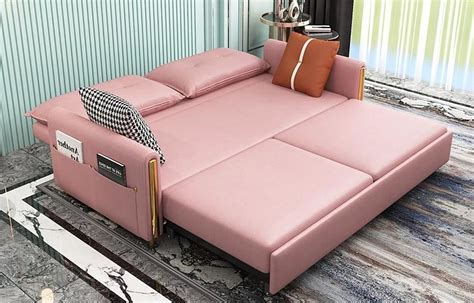 Dual Purpose Folding Sofa Bed Leather Art Luxury