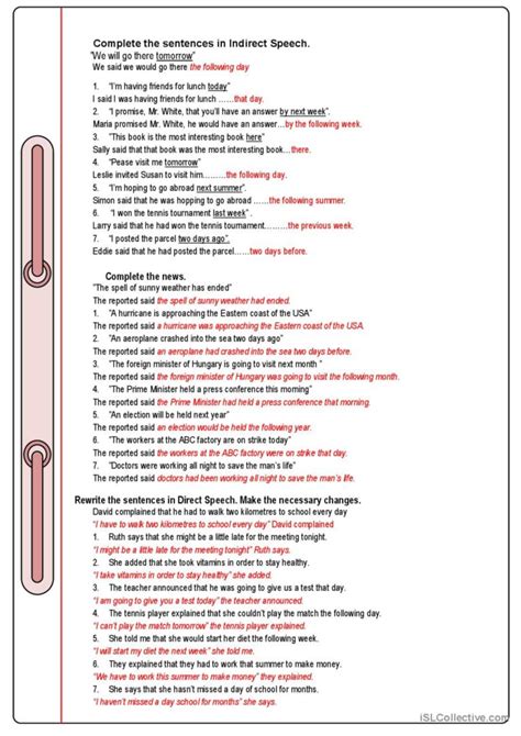 Reported Speech Grammar Guide Deutsch Daf Arbeitsbl Tter Pdf Doc