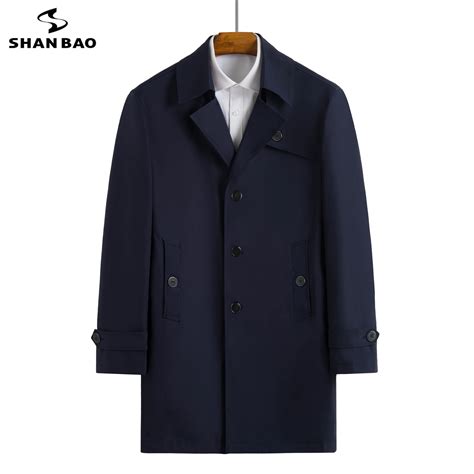 Shan Bao Gabardina Holgada De Longitud Media Para Hombre Chaqueta