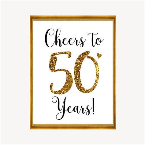 Cheers To 50 Years Happy 50th Birthday 50th Birthday Sign Etsy