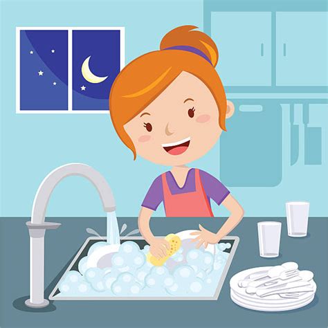 Washing Dishes Clip Art Vector Images And Illustrations Istock