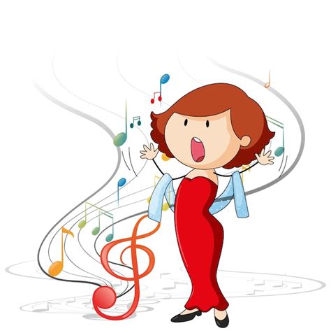 Free Vector Doodle Cartoon Character Of A Singer Woman Singing With