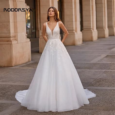 Roddrsya Vestidos De Novia Vintage Sin Mangas Para Mujer Vestido De