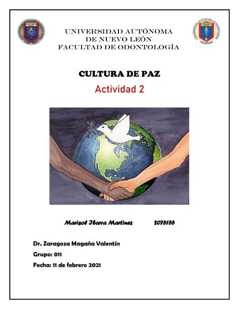 Actividad Cultura De Paz Universidad Aut Noma De Nuevo Le N