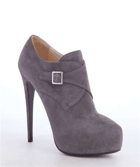 High Heels Blog Light Grey Bucklestrap Heel Platform Booties Via Tumblr