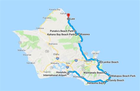 North Shore Oahu Map Beaches Printable Templates Free