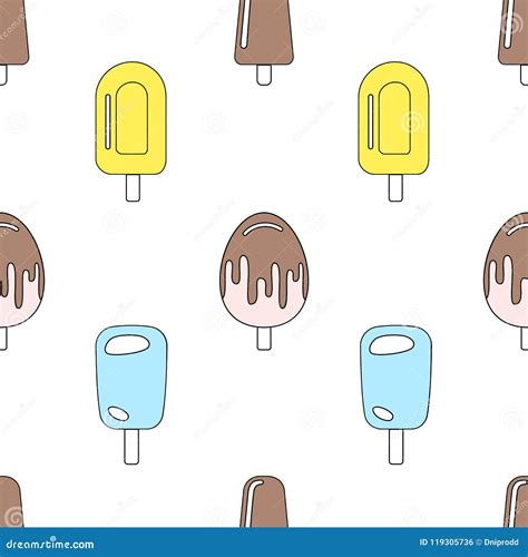 Seamless Pattern With Ice Cream Stock Vector Illustration Of Backdrop