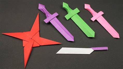 Easy Origami Paper Ninja Star Sword Knife How To Make Ninja Star Sword Knife Step By Step