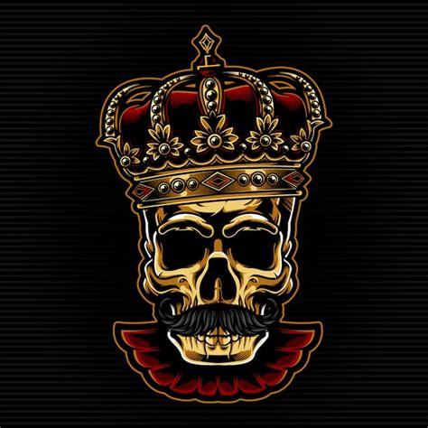 Premium Vector Gold Skull Head With King Crown