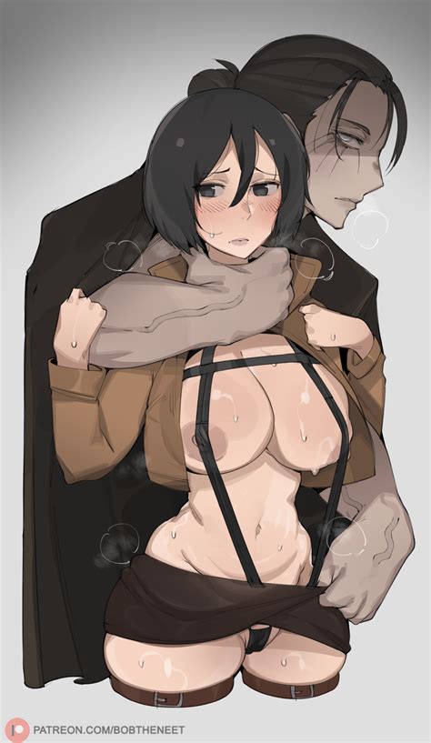 Rule 34 1boy 1girls Areolae Assertive Male Attack On Titan Black Hair Bobtheneet Breasts