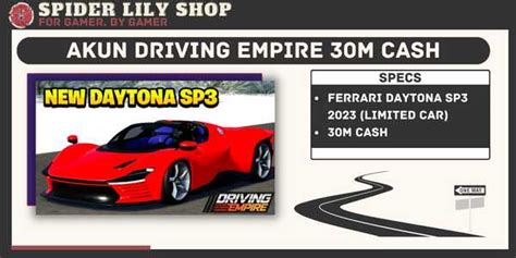 Roblox Driving Empire Account |Ferrari SP3 + 30M Cash|