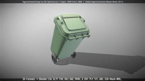 Rigged and Animated Garbage Can 120L High Poly 3D model | CGTrader