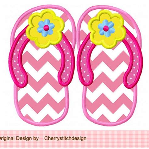 Flip Flops Embroidery Applique Design Etsy