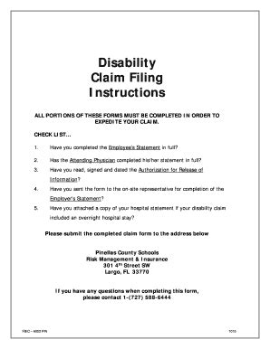 Fillable Online Disability Claim Filing Instructions Asibpicom Fax