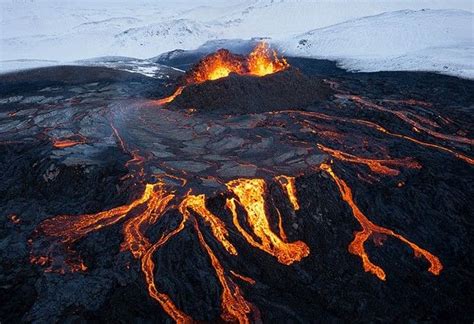 Lava Frenzy Shooting Fagradalsfjall Volcano In Iceland Digital