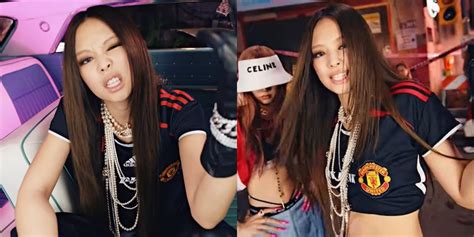 Portrait Of Jennie Blackpink Wearing Manchester United Shirt In Pink